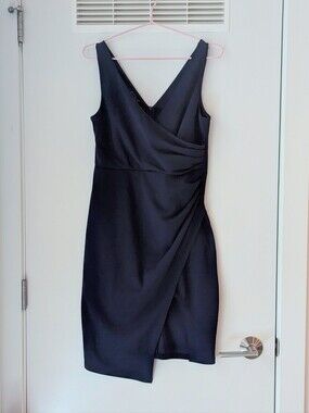 Classic Navy V-Neck Wrap Sleeveless Dress